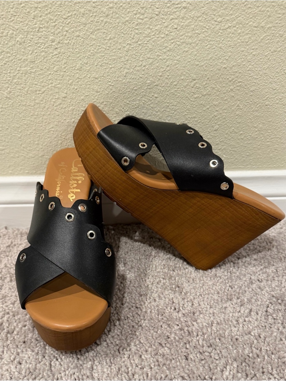 Callisto Of California Darcii Open Toe Casual Platform Sandals, Black 7